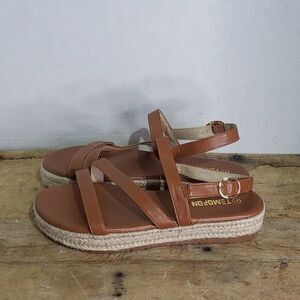 TEMOFON‎ brown Espadrilles Platform Sandals Summer Ankle Strap Open Toe